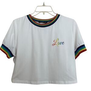 SHEIN | Curve Rainbow Love Ringer Cropped Tee OX Shirt SS Retro